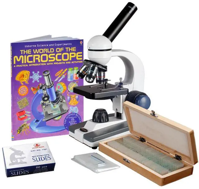 Main image of M150C-50WM-50P100S Compound Monocular Microscope, WF10x and WF25x | 40X-1000X Magnification Range Compound Biological Microscope Built-In LED Illumination Brightfield Imaging Built-In