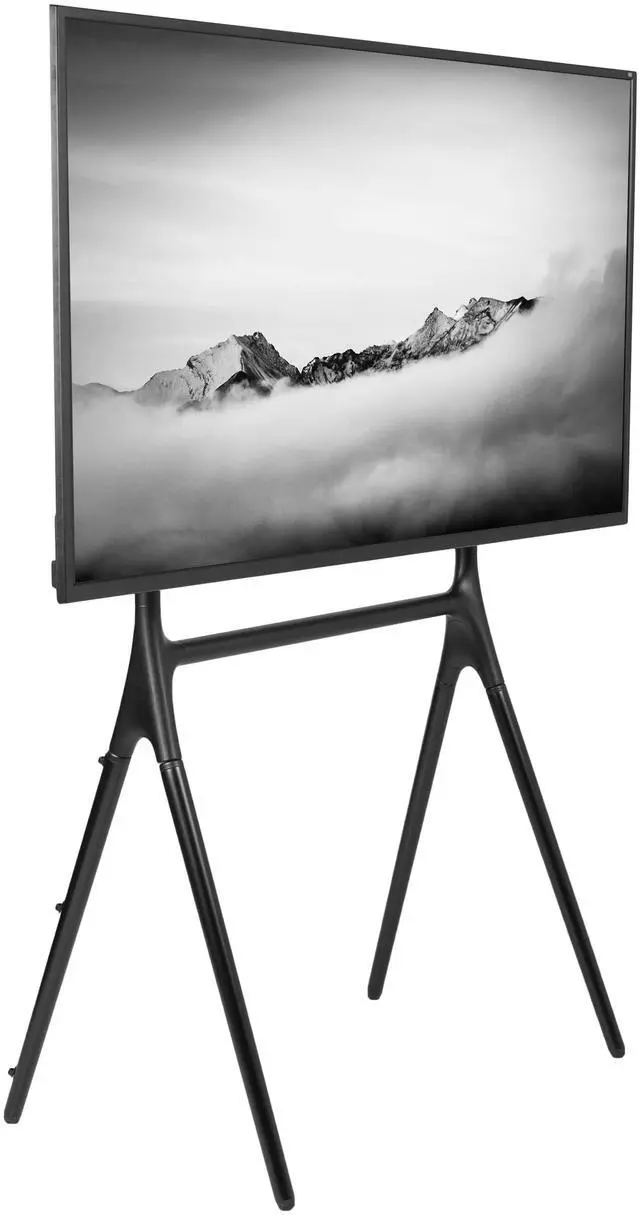 Main image of Black Easel TV Stand for 49 to 70 inch Screens, STAND-TV70AB | Articulating Artistic Studio Display Stand, Adjustable TV Mount with Swivel, 4 Leg Base, Max VESA 600x400, Holds 88 lbs