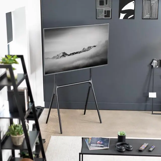 Alt view image 2 of 6 - Black Easel TV Stand for 49 to 70 inch Screens, STAND-TV70AB | Articulating Artistic Studio Display Stand, Adjustable TV Mount with Swivel, 4 Leg Base, Max VESA 600x400, Holds 88 lbs