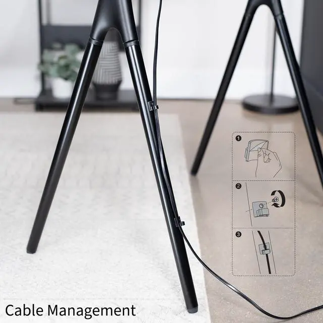 Alt view image 6 of 6 - Black Easel TV Stand for 49 to 70 inch Screens, STAND-TV70AB | Articulating Artistic Studio Display Stand, Adjustable TV Mount with Swivel, 4 Leg Base, Max VESA 600x400, Holds 88 lbs