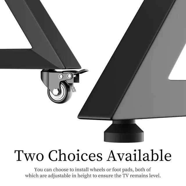 Alt view image 6 of 6 - White TV Floor Stand with Wheels for 65 to 100 inchup to 220lbs | for Large LCD/LED Flat Screen Adjustable Heights TV Mount Stands VESA 800x600mm, Rolling TV Stand for Bedroom Office