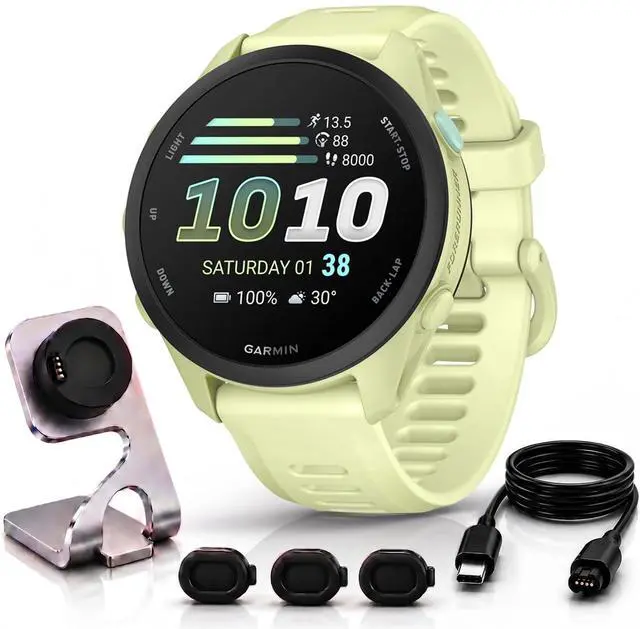 Main image of Forerunner 70, 1.2" AMOLED GPS Running Watch, Training Readiness, 13-Day Battery, Citron, 010-04307-02 w/Deco Essentials Charging Dock, 3-Pack Dust Cover & USB-C Cable