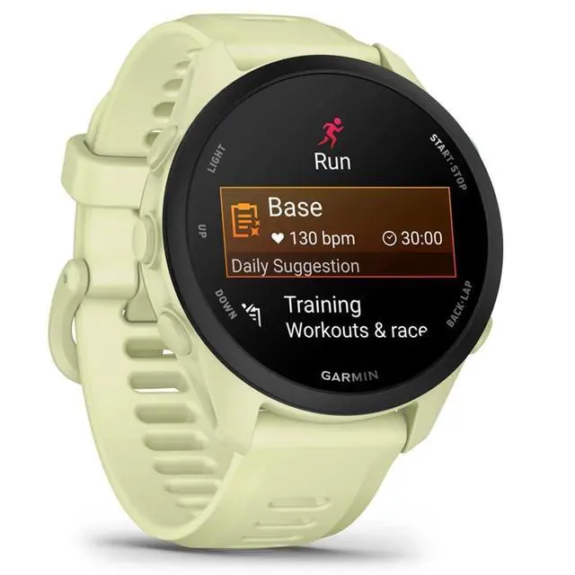 Alt view image 4 of 6 - Forerunner 70, 1.2" AMOLED GPS Running Watch, Training Readiness, 13-Day Battery, Citron, 010-04307-02 w/Deco Essentials Charging Dock, 3-Pack Dust Cover & USB-C Cable