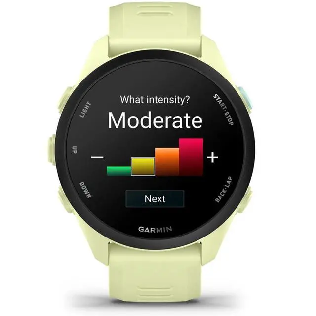 Alt view image 5 of 6 - Forerunner 70, 1.2" AMOLED GPS Running Watch, Training Readiness, 13-Day Battery, Citron, 010-04307-02 w/Deco Essentials Charging Dock, 3-Pack Dust Cover & USB-C Cable