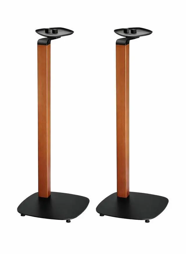 Main image of Wood Speaker Stands for Sonos One, SL, Play:1, Pair | 30.75" floor standing for SONOS One, One SL, and Play:1 Speakers, 22 lb capacity, cable management, walnut wood & black metal