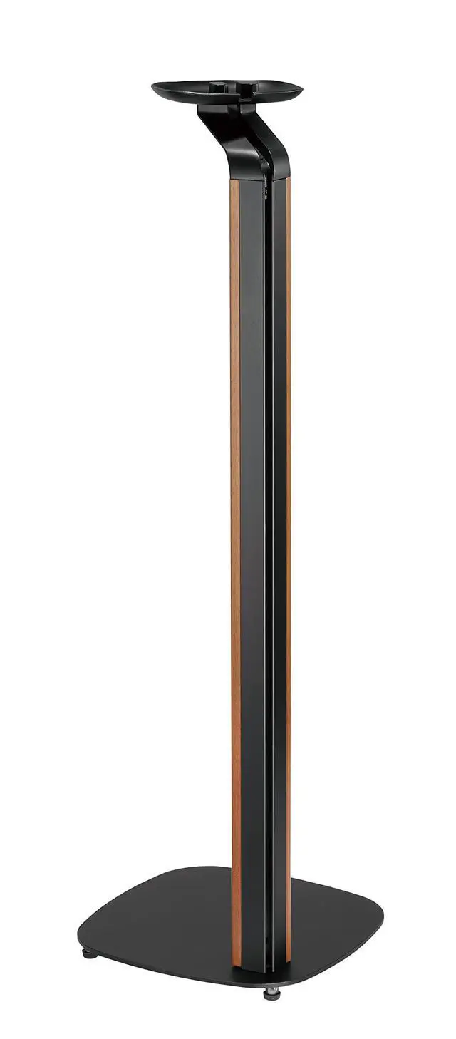 Alt view image 3 of 6 - Wood Speaker Stands for Sonos One, SL, Play:1, Pair | 30.75" floor standing for SONOS One, One SL, and Play:1 Speakers, 22 lb capacity, cable management, walnut wood & black metal