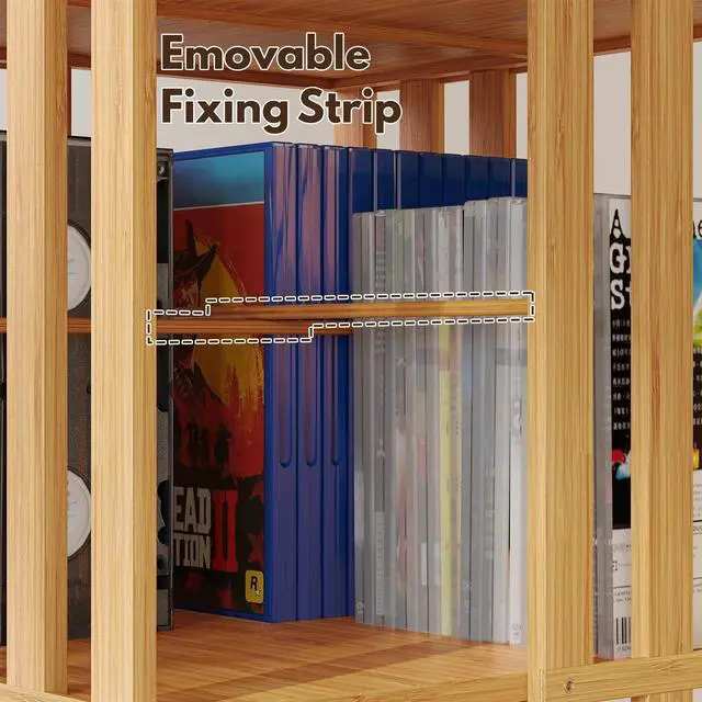 Alt view image 6 of 6 - 360° Rotating Bamboo CD/DVD Shelf - 6-Tier Space-Saving Media Storage Cabinet for Movies, Organizer with Super Compact Design