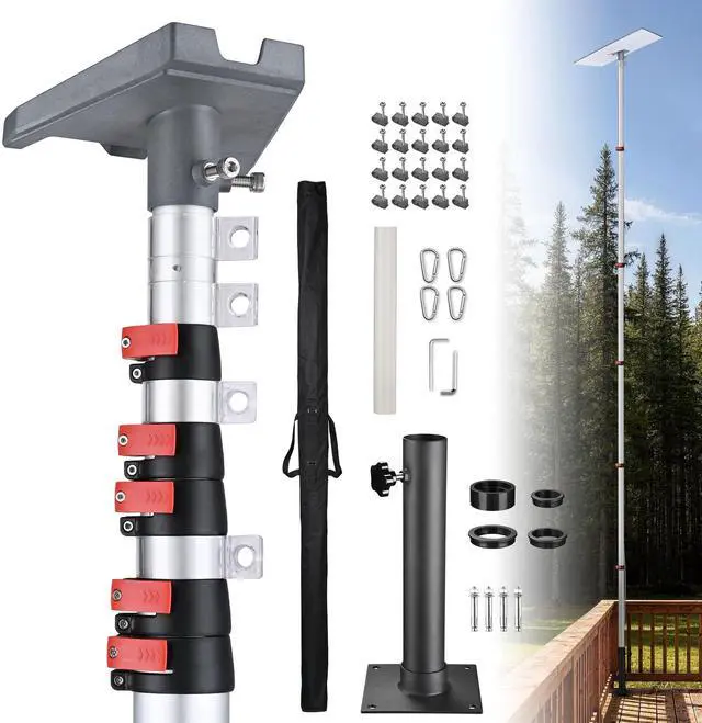 Main image of EZ GO 30ft Starlink Gen 3 Pole and Ground Mount Kit Telescoping | Aluminum Starlink Mast with Deck Mount & Standard Pipe Adapter for Construction Sites & Backyard, Commercial Use, Silver