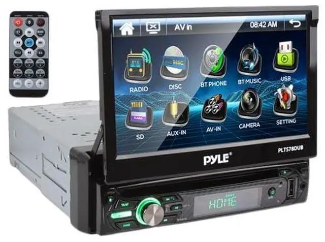 Main image of Single DIN Head Unit Receiver - In-Dash Car Stereo CD/DVD Player with 7" Multi-Color Touchscreen Display, Audio Video System with Bluetooth for Wireless Music Streaming & Hands-free Calling