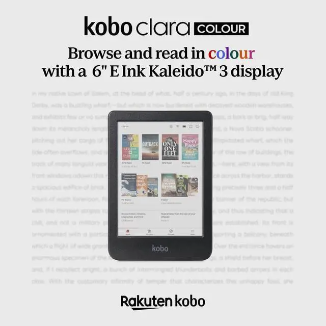 Alt view image 2 of 6 - Clara Colour | eReader | 6 Glare-Free Colour E Ink Display | Dark Mode Option | Waterproof | Audiobooks | 16GB of Storage | Black