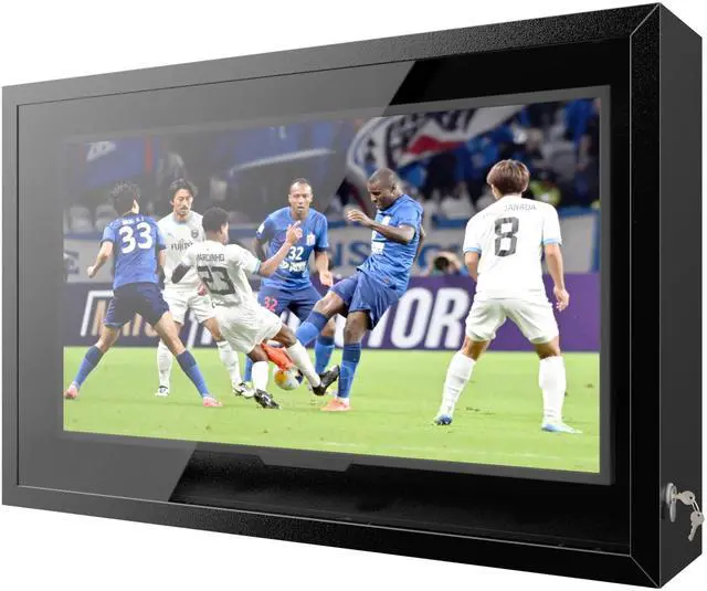 Main image of 43IN Clear Iron Outdoor TV Enclosure, Weatherproof Outdoor TV Cover with Adjustable Dual-Arm Wall Mount, Suitable for 32-43 Inch, Black, (Right Door)