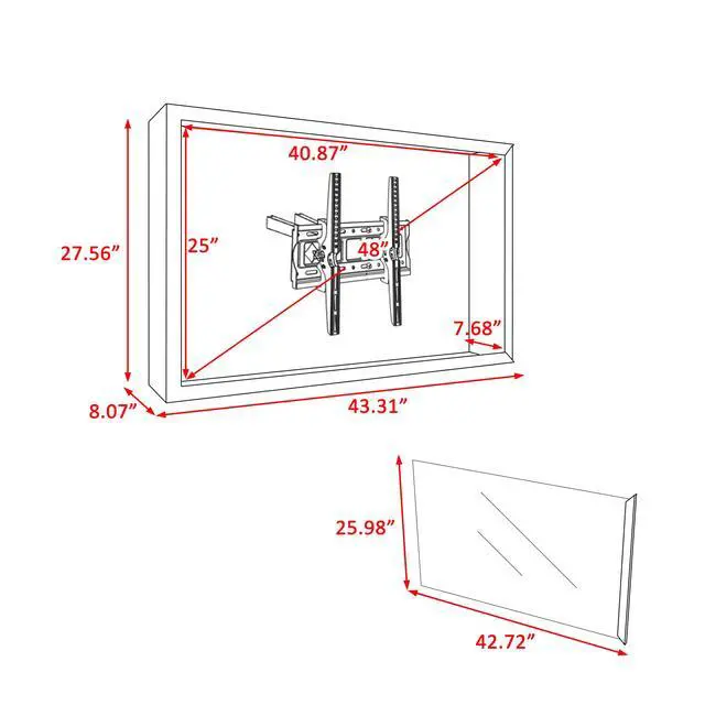 Alt view image 2 of 6 - 43IN Clear Iron Outdoor TV Enclosure, Weatherproof Outdoor TV Cover with Adjustable Dual-Arm Wall Mount, Suitable for 32-43 Inch, Black, (Right Door)