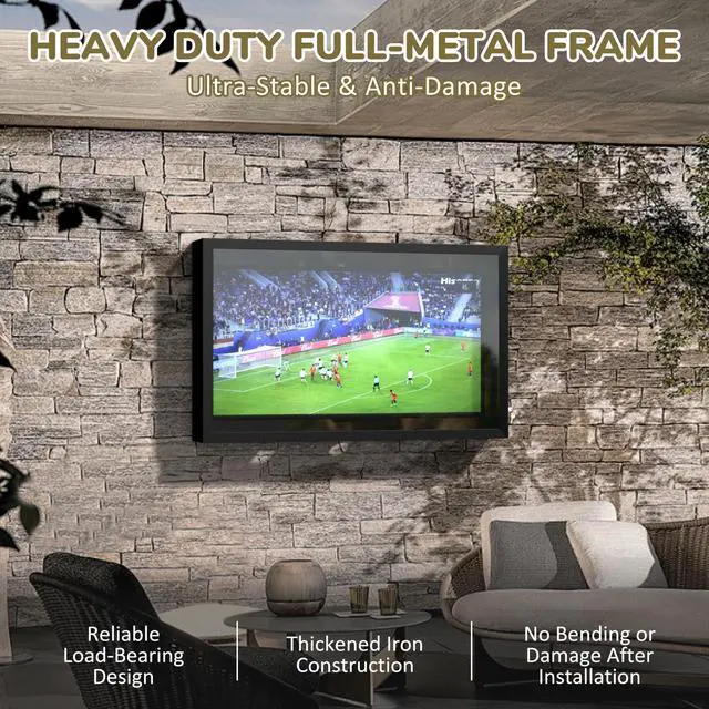 Alt view image 5 of 6 - 43IN Clear Iron Outdoor TV Enclosure, Weatherproof Outdoor TV Cover with Adjustable Dual-Arm Wall Mount, Suitable for 32-43 Inch, Black, (Right Door)