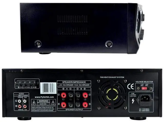 Alt view image 5 of 6 - Home Stereo Amplifier with Bluetooth - 300 Watt Max 4 Channel Stereo Receiver with Easy Karaoke - Dual Mic In with EQ and Echo, USB-A and SD Card In, RCA In, RCA Out, LED Display - PT272AUBT