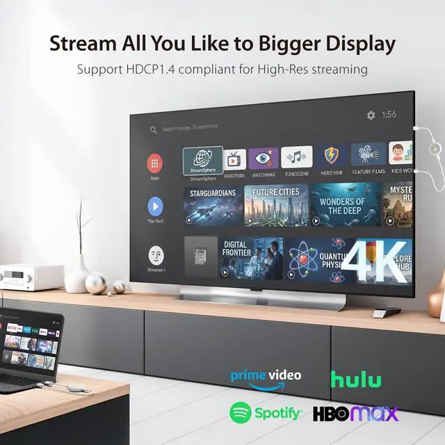 Alt view image 5 of 6 - ScreenCast 4K Wireless HDMI Transmitter and Receiver, Wireless HDMI Extender, Support 4K30Hz / 1080p60Hz, 2.4/5GHz, from Laptop/PC/Player/TV Box to Monitor/Projector/TV (JVAW75)