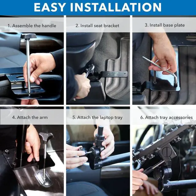 Alt view image 5 of 6 - Car Laptop Mount, No-Drill Passenger Seat Stand for 17" Laptops | With Cooling Tray, Adjustable Full Motion Vehicle Laptop Mount, Tablets Compatible