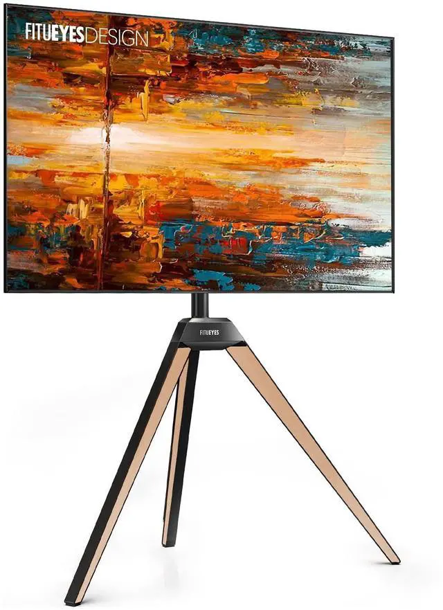 Main image of Corner TV Stand for 32-65 Inch TV with Height Adjustable, Oak | Tripod Easel TV Stand with Swivel, Modern Floor Mount for Bedroom Living Room, Made of beech wood, Picasso Series