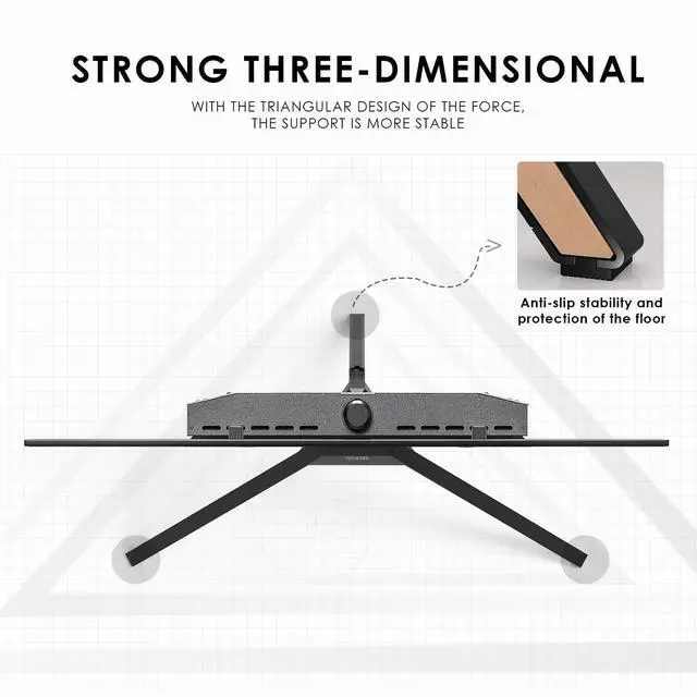 Alt view image 6 of 6 - Corner TV Stand for 32-65 Inch TV with Height Adjustable, Oak | Tripod Easel TV Stand with Swivel, Modern Floor Mount for Bedroom Living Room, Made of beech wood, Picasso Series