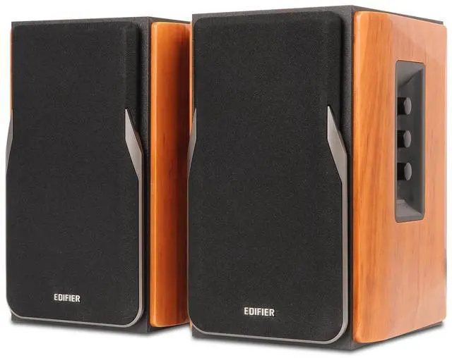 Main image of R1380T Powered Bookshelf Speakers, 42W RMS, Brown | 2.0 Stereo Active Near Field Monitors, Studio Monitor Speaker