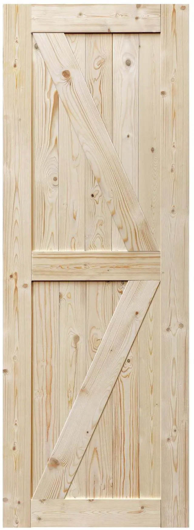 Main image of ® 30in x 84in Barn Door, 20-60 in Unfinished British Brace Barn Door/Modern Style/Solid Wood/Simple Assembly is Required