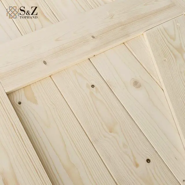Alt view image 5 of 6 - ® 30in x 84in Barn Door, 20-60 in Unfinished British Brace Barn Door/Modern Style/Solid Wood/Simple Assembly is Required