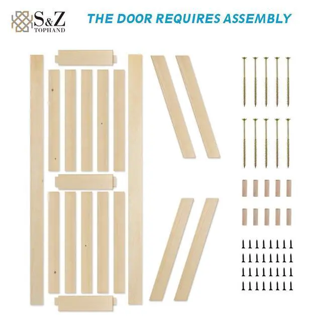 Alt view image 6 of 6 - ® 30in x 84in Barn Door, 20-60 in Unfinished British Brace Barn Door/Modern Style/Solid Wood/Simple Assembly is Required
