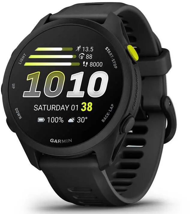 Alt view image 2 of 3 - Garmin Forerunner 70 (Black) GPS Running Watch Bundle | Entry-Level, Vibrant AMOLED Touchscreen, 13-Day Battery | Includes 5000mAh Portable Charger & HD Screen Protectors