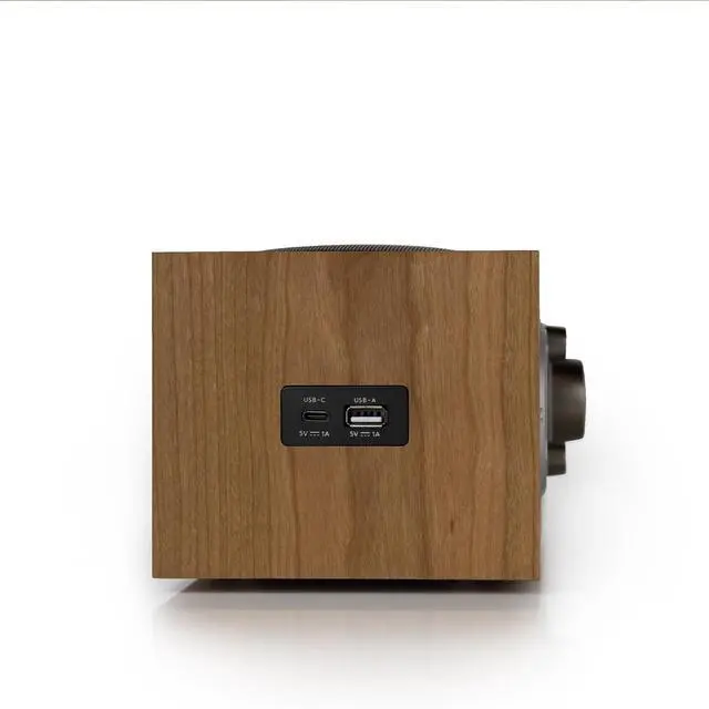 Alt view image 3 of 6 - Model Three Bluetooth Clock Radio with USB-A & USB-C Charging Ports (Cherry/Metallic Taupe)