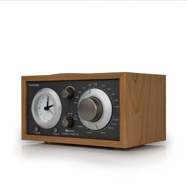 Alt view image 4 of 6 - Model Three Bluetooth Clock Radio with USB-A & USB-C Charging Ports (Cherry/Metallic Taupe)