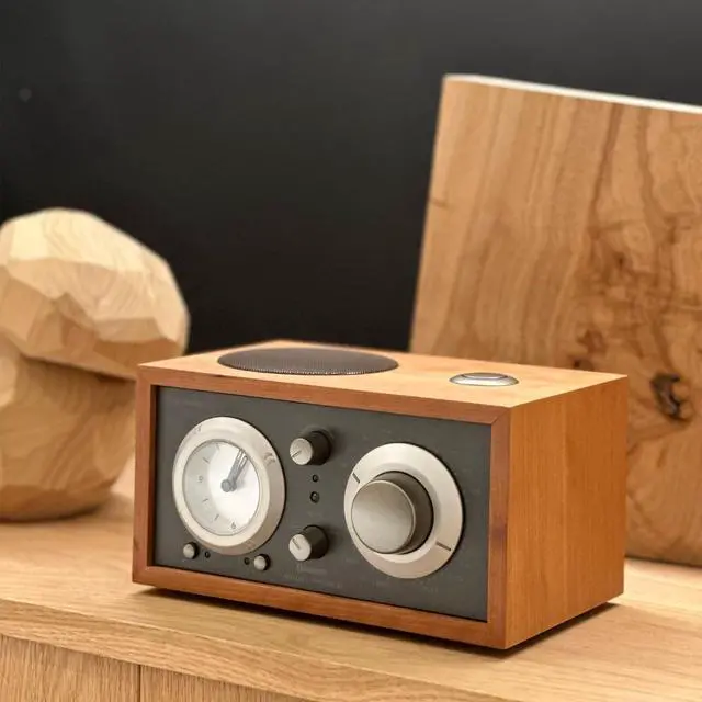 Alt view image 6 of 6 - Model Three Bluetooth Clock Radio with USB-A & USB-C Charging Ports (Cherry/Metallic Taupe)