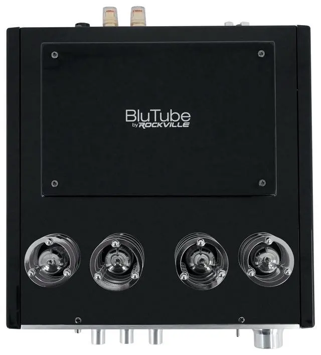 Alt view image 6 of 6 - BluTube 70W Bluetooth Tube Amplifier/Home Theater Stereo Receiver | 35W x 2 RMS at 4 Ohm, USB Input, Headphone Output, VU Meter, 2 Band EQ, RCA Inputs, Preamplifier, Banana Plug Outputs
