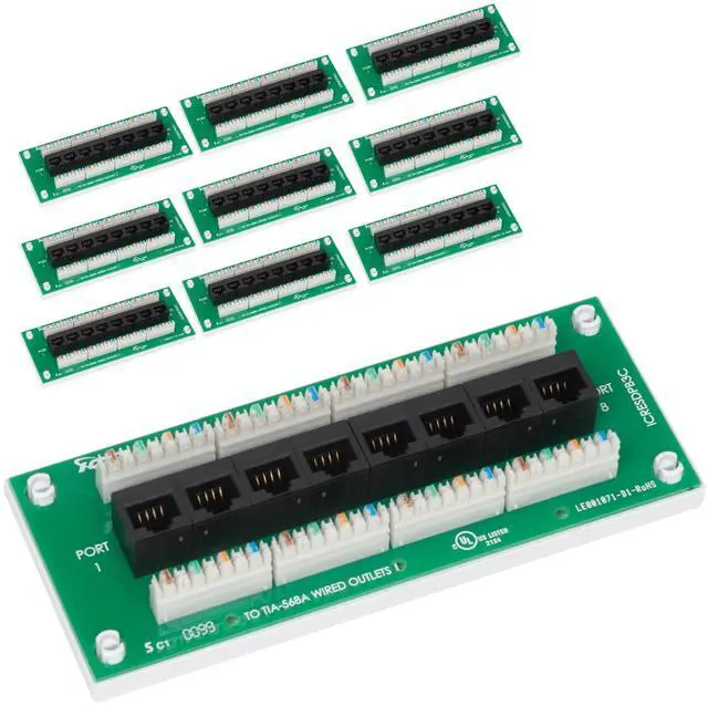 Main image of 8-Port CAT6 Ethernet Data Module with Universal Adhesive Mount, UL Listed, Compact PCB Board, 10-Pack