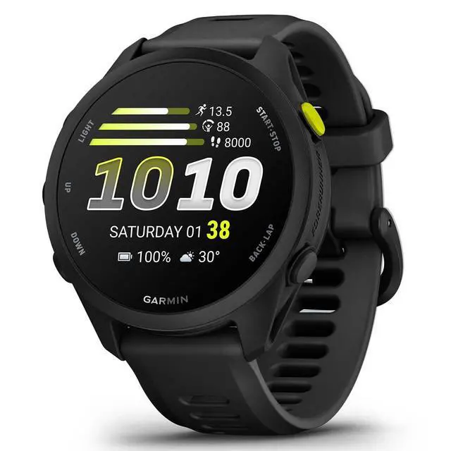 Alt view image 2 of 6 - Garmin Forerunner 70 (Black) GPS Running Watch Power Bundle | Entry-Level, Vibrant AMOLED Touchscreen, 13-Day Battery | Includes 5000mAh Portable Charger, Screen Protectors & Wall Adapter