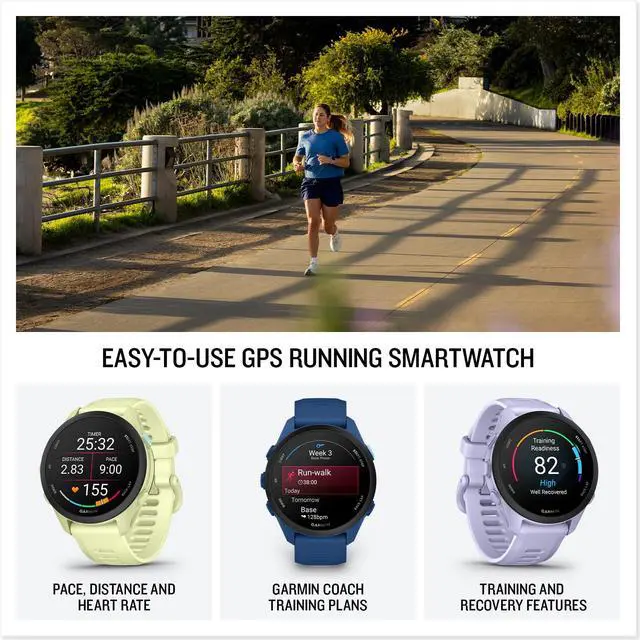 Alt view image 3 of 6 - Garmin Forerunner 70 (Black) GPS Running Watch Power Bundle | Entry-Level, Vibrant AMOLED Touchscreen, 13-Day Battery | Includes 5000mAh Portable Charger, Screen Protectors & Wall Adapter