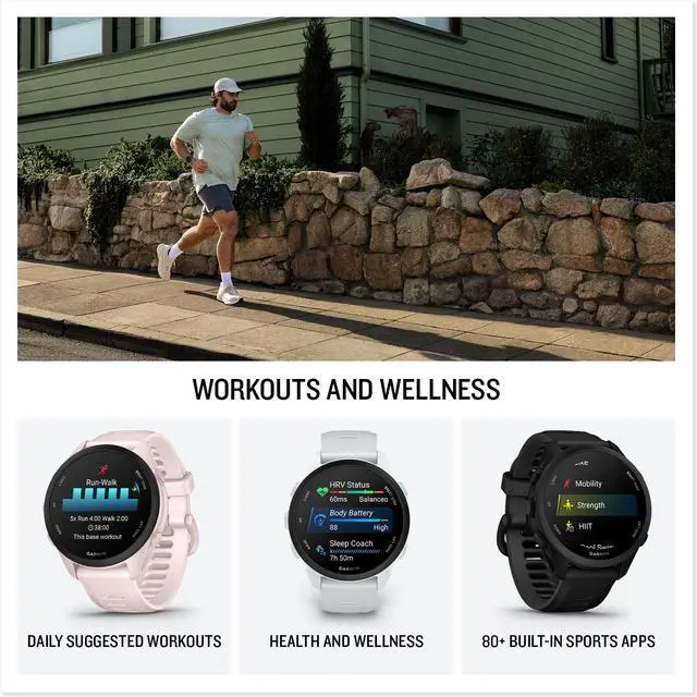 Alt view image 6 of 6 - Garmin Forerunner 70 (Black) GPS Running Watch Power Bundle | Entry-Level, Vibrant AMOLED Touchscreen, 13-Day Battery | Includes 5000mAh Portable Charger, Screen Protectors & Wall Adapter