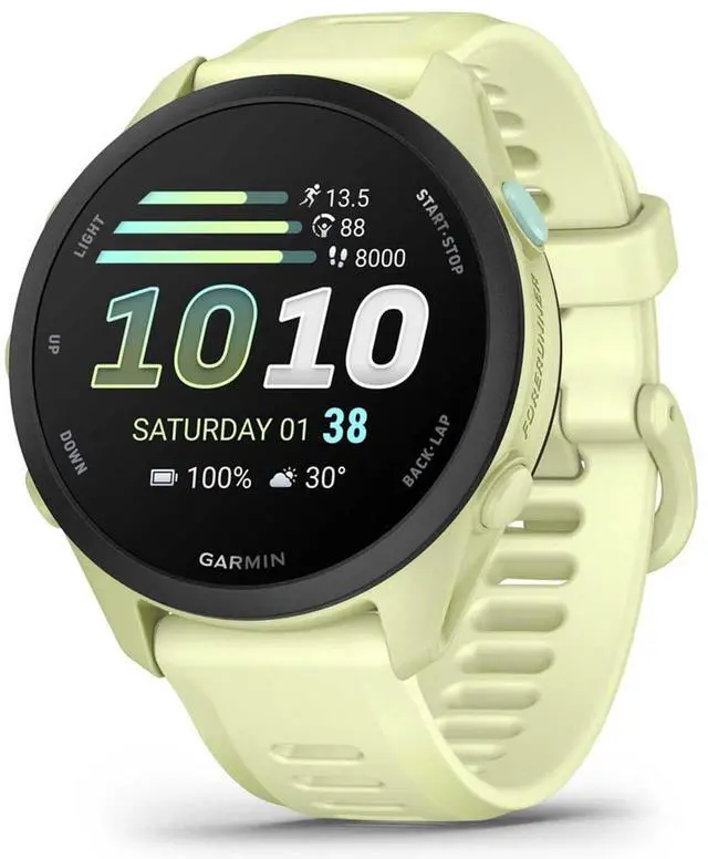 Alt view image 2 of 6 - Garmin Forerunner 70 (Citron) GPS Running Watch Power Bundle | Entry-Level, Vibrant AMOLED Touchscreen, 13-Day Battery | Includes 5000mAh Portable Charger, Screen Protectors & Wall Adapter