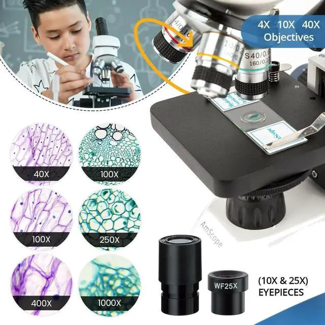 Alt view image 3 of 6 - M158C-2L-E1 Digital Cordless Compound Monocular Microscope, WF10x | 40X-1000X Magnification Range 1.3MP CMOS Sensor USB 2.0 Connectivity Compound Biological Microscope Cordless Battery