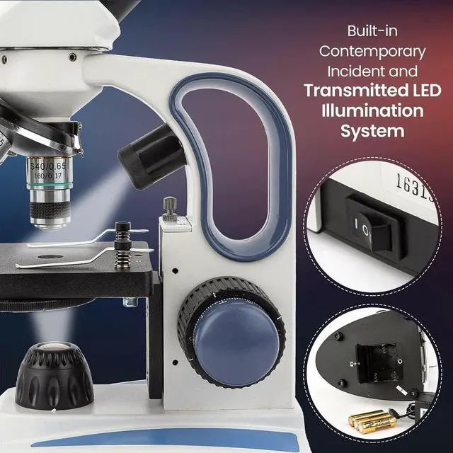 Alt view image 5 of 6 - M158C-2L-E1 Digital Cordless Compound Monocular Microscope, WF10x | 40X-1000X Magnification Range 1.3MP CMOS Sensor USB 2.0 Connectivity Compound Biological Microscope Cordless Battery