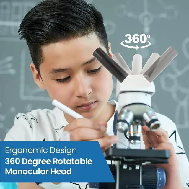 Alt view image 6 of 6 - M158C-2L-E1 Digital Cordless Compound Monocular Microscope, WF10x | 40X-1000X Magnification Range 1.3MP CMOS Sensor USB 2.0 Connectivity Compound Biological Microscope Cordless Battery