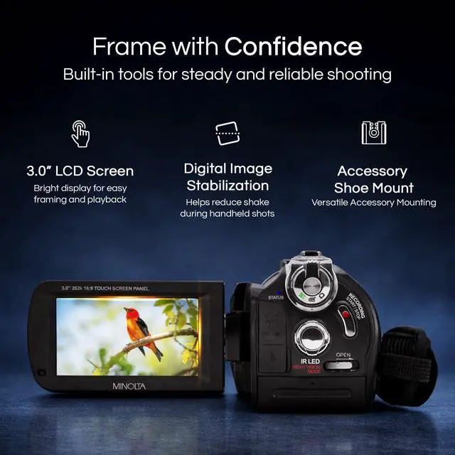 Alt view image 3 of 5 - Showtime MN4K40NV 4K Camcorder, Night Vision, 30MP, 16X Zoom -Black | Capture sharp HD video with an easy-to-use touchscreen and versatile zoom for everyday recording