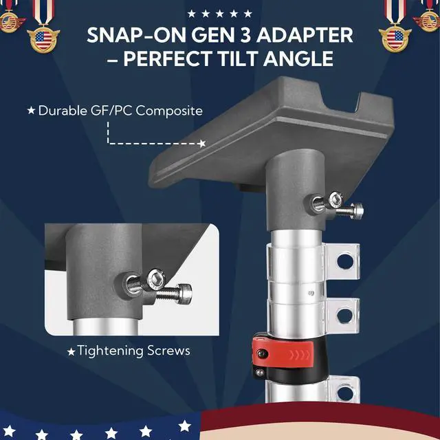 Alt view image 4 of 6 - EZ GO 14FT Starlink Gen 3 Pole Mount with Pipe Adapter & Side Mount | Aluminum Telescoping Flagpole Starlink Standard Ground Pole Mounting Kit for Residental Yard RV Travel Trailer, Silver