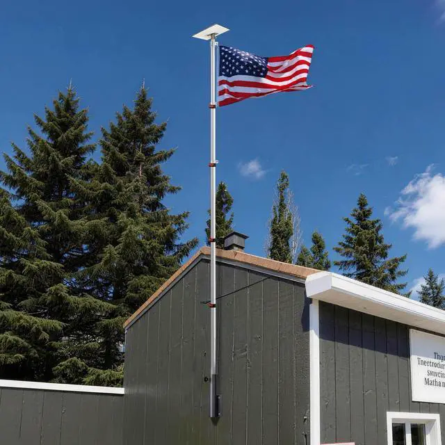 Alt view image 6 of 6 - EZ GO 14FT Starlink Gen 3 Pole Mount with Pipe Adapter & Side Mount | Aluminum Telescoping Flagpole Starlink Standard Ground Pole Mounting Kit for Residental Yard RV Travel Trailer, Silver