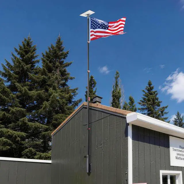 Alt view image 6 of 6 - EZ GO 14FT Starlink Gen 3 Pole Mount with Pipe Adapter & Side Mount | Aluminum Telescoping Flagpole Starlink Standard Ground Pole Mounting Kit for Residental Yard RV Travel Trailer, Black