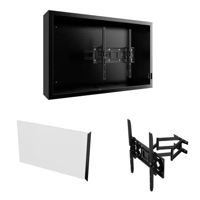 Alt view image 6 of 6 - Outdoor TV Cover 43inch Weatherproof, Clear Dust Resistant, Iron Outdoor TV Enclosure for 32-43'' Screens for Outside, Wall Mounting Bracket Included, 43" L×8" D×28" H, Black
