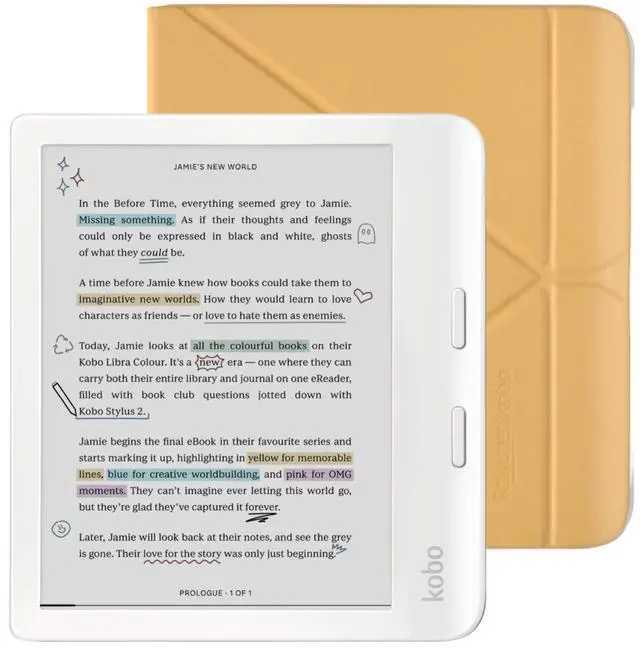Main image of Libra Colour White eReader with Case Bundle