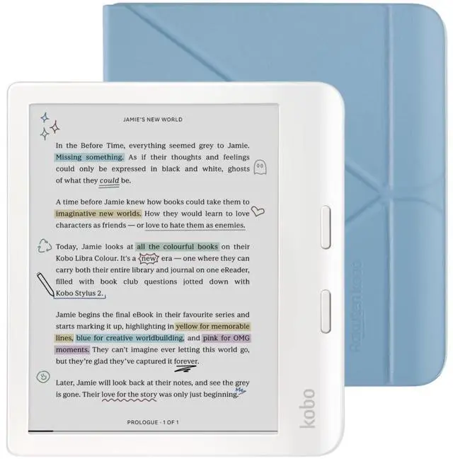 Main image of Libra Colour White eReader with Case Bundle