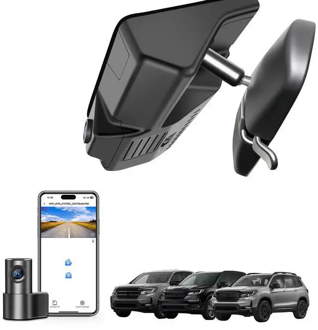 Main image of Front 4K & Rear 1080p Dash Cam for Honda Pilot 2016-2022 Gen 3 YF5/6 | Passport 2019-2025 Gen3 YF7/8, Ridgeline 2017-2026 Gen2 YK2/3(Model A), OEM Look, UHD 2160P Video, WiFi & App, GPS, 128GB
