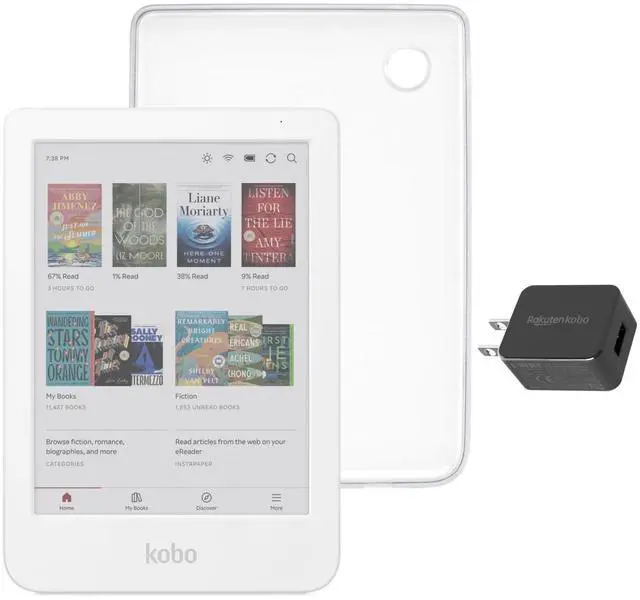 Main image of Clara Colour eReader (White) with Case Bundle (Clear Case, Case + AC Bundle)