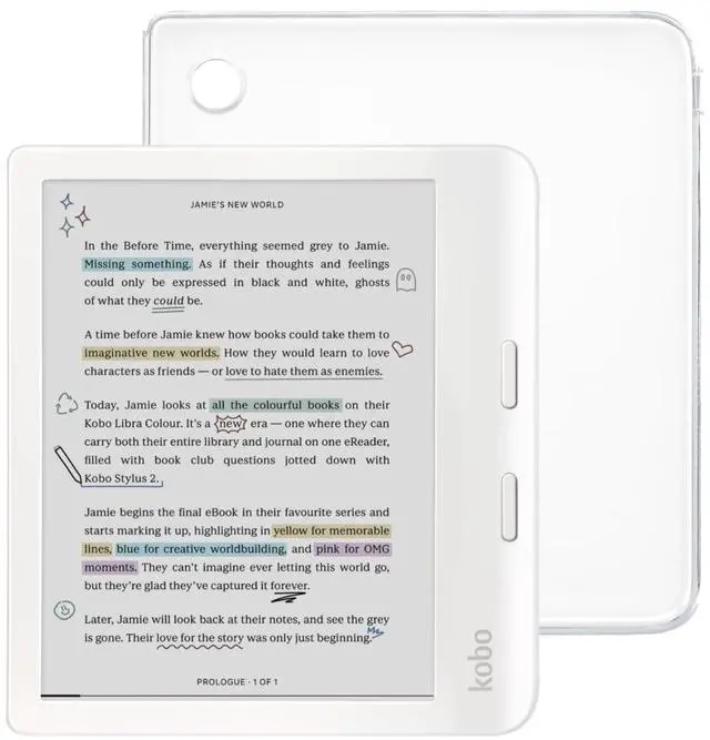 Main image of Libra Colour White eReader with Case Bundle