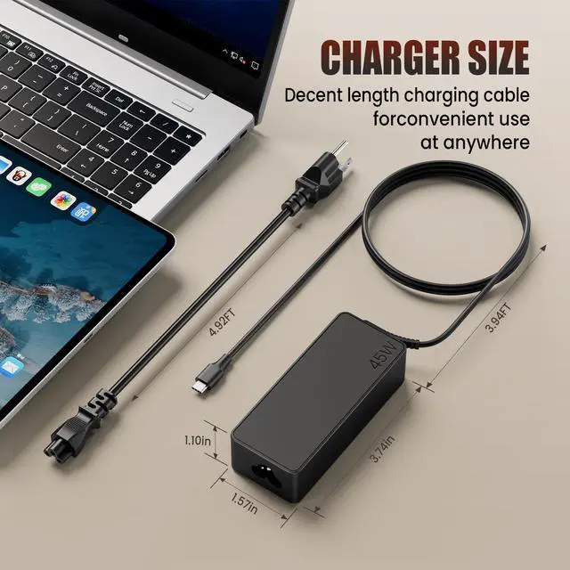 Alt view image 3 of 6 - 20 Pack 45W USB Type C AC Adapter Compatible with HP Chromebook X360 11 13 14 14A 11 11A G5 G6 G7 G8 EE HP Spectre X360 13 Elite X2 Laptop USB C Power Cord